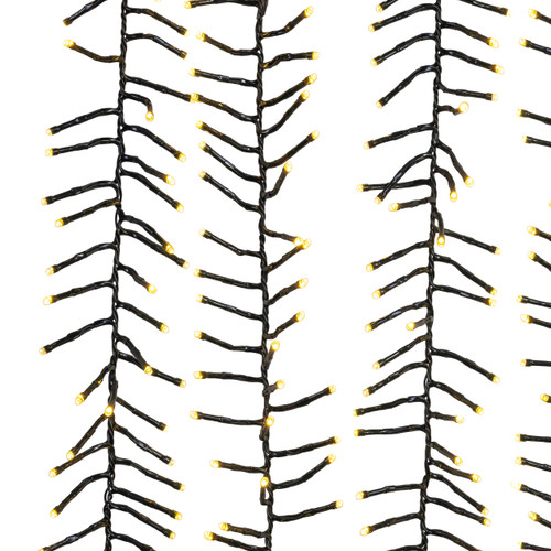 16' 480L Pure White & Warm White Multifunction 5MM LED Green Wire Cluster Garland + Remote