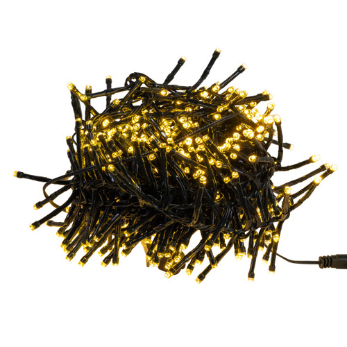 16' 480L Pure White & Warm White Multifunction 5MM LED Green Wire Cluster Garland + Remote