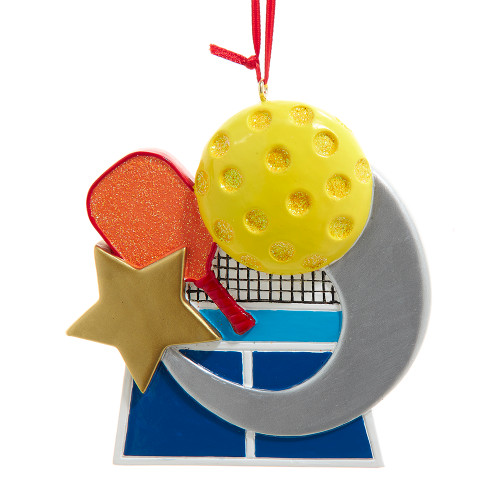Pickleball With Court  Ornament For Personalization 