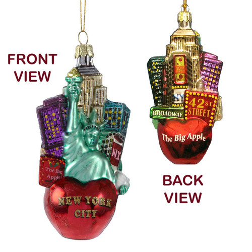 Glass NYC Apple Cityscape Ornament