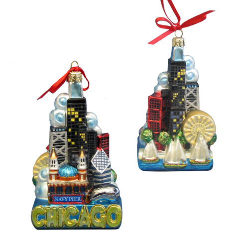 Glass Chicago Landmarks Ornament 