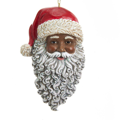 African American Santa Head With Hat Ornament