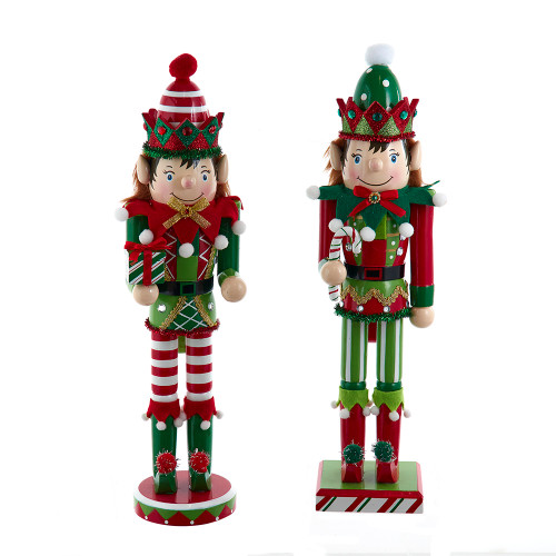 15" Red & Green Elf Nutcrackers, 2 Assorted