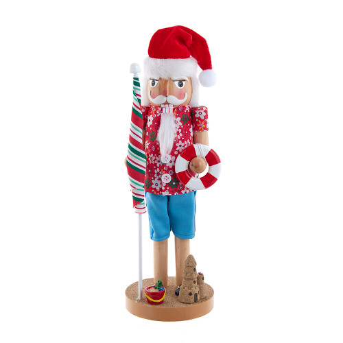 15" Beach Santa With Life Preserver Nutcracker