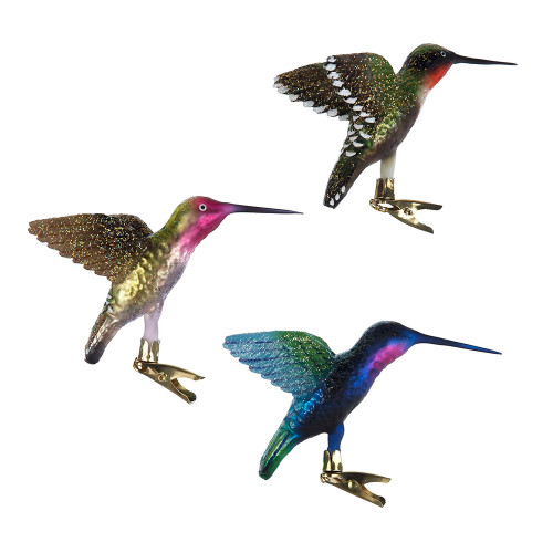 Noble Gems™ Glass Clip-On Multicolor Hummingbird Ornaments, 4 Assorted