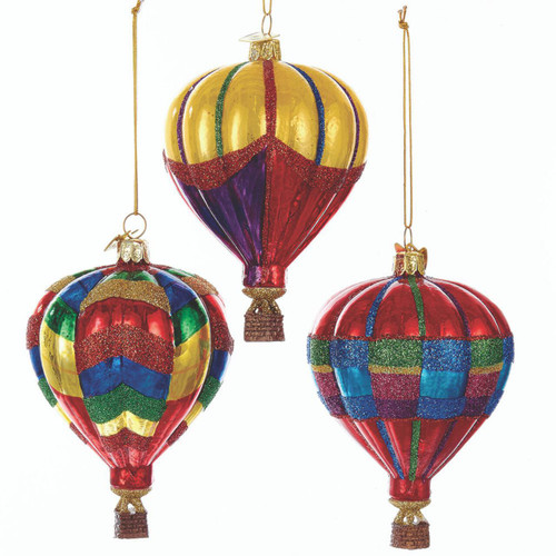 Noble Gems™ Glass Multicolor Hot Air Balloon Ornaments, 3 Assorted