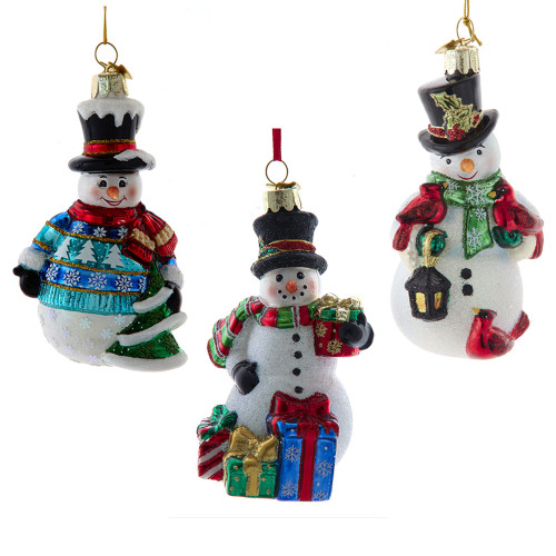 Noble Gems™ Glass Snowman With Scarves Ornaments, 3-Piece Set