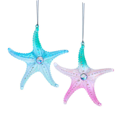 Pink and Blue Starfish Ornaments, 2 Assorted