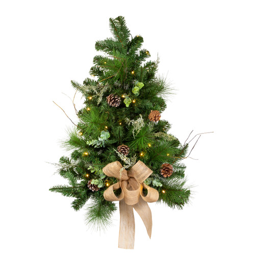 26"Battery Operated Pre-Lit Warm White LED Pinecone Wall Tree