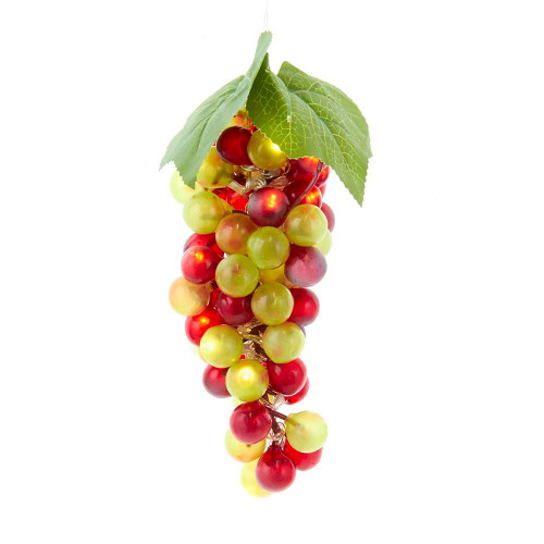 8“ Battery Operated 20L Warm White LED Single Cluster Green & Burgundy Grape Cluster Light