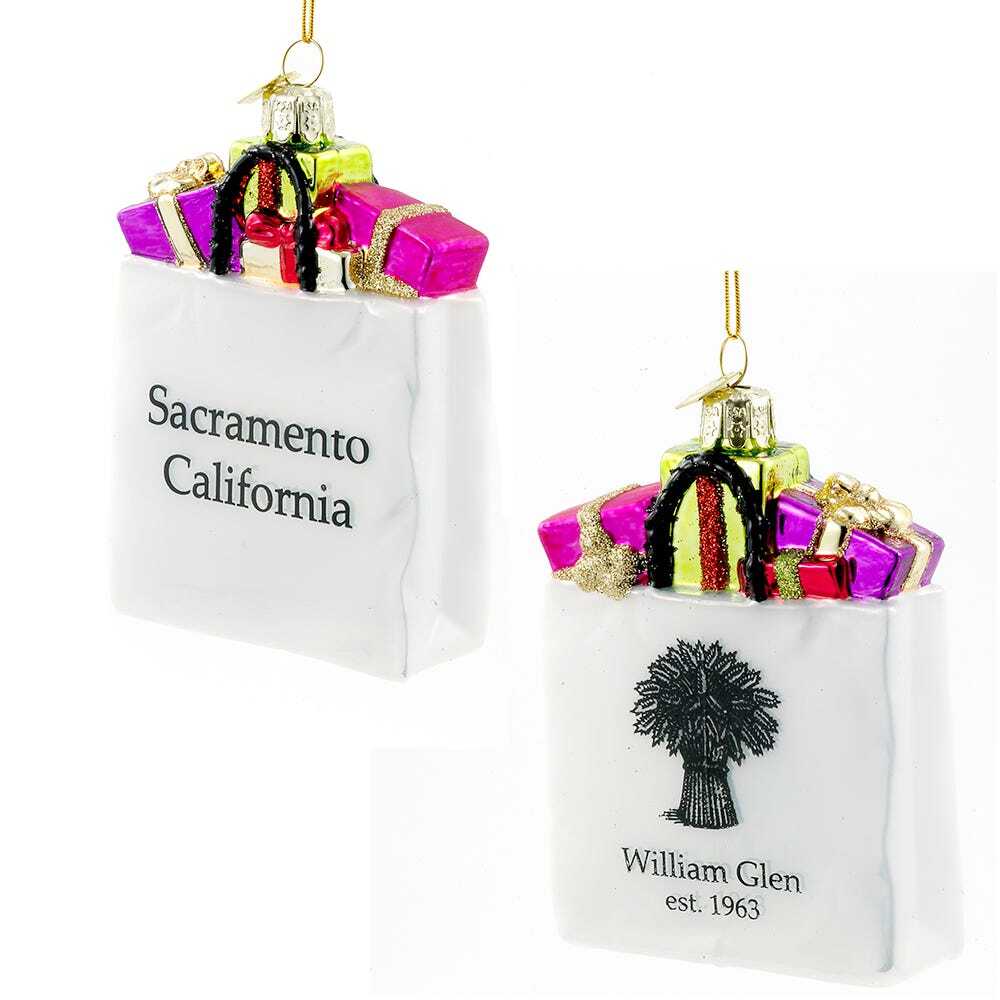 William Glenn Shopping Bag Glass Ornament