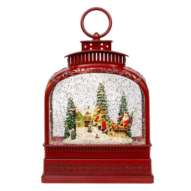 8.5" Battery Operated USB LED Lighted Santa On Sleigh Lantern With ...