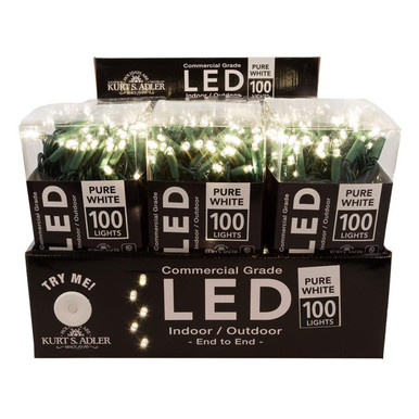 Pure Led Light Set 49.5' UL 100L Pure White 5MM LED Connectible Light Set With Green Wire