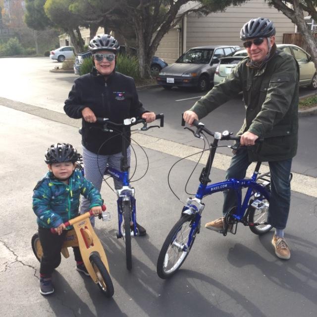 8C folding bikes with a grandkid