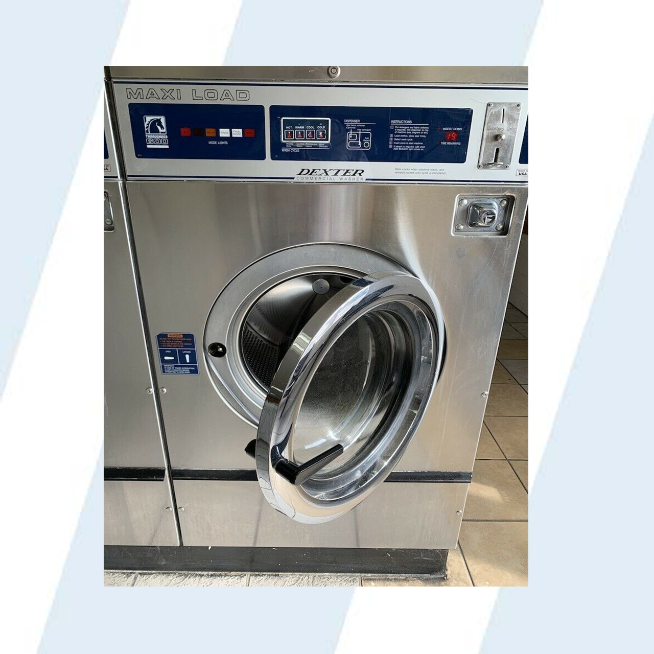 DEXTER T600 40LB FRONT LOAD WASHER, STAINLESS STEEL S/N: 402171
