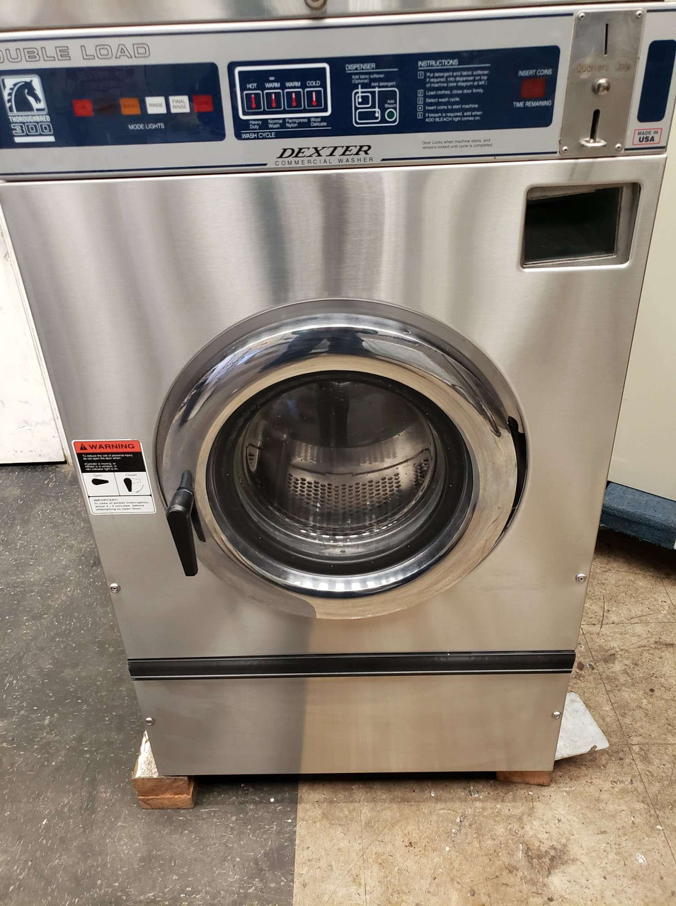 DEXTER T-300 COMMERCIAL FRONT LOAD WASHING MACHINE, 18 LBS CAPACITY MODEL:  WCN18AASS SERIAL NO: 20009000436425