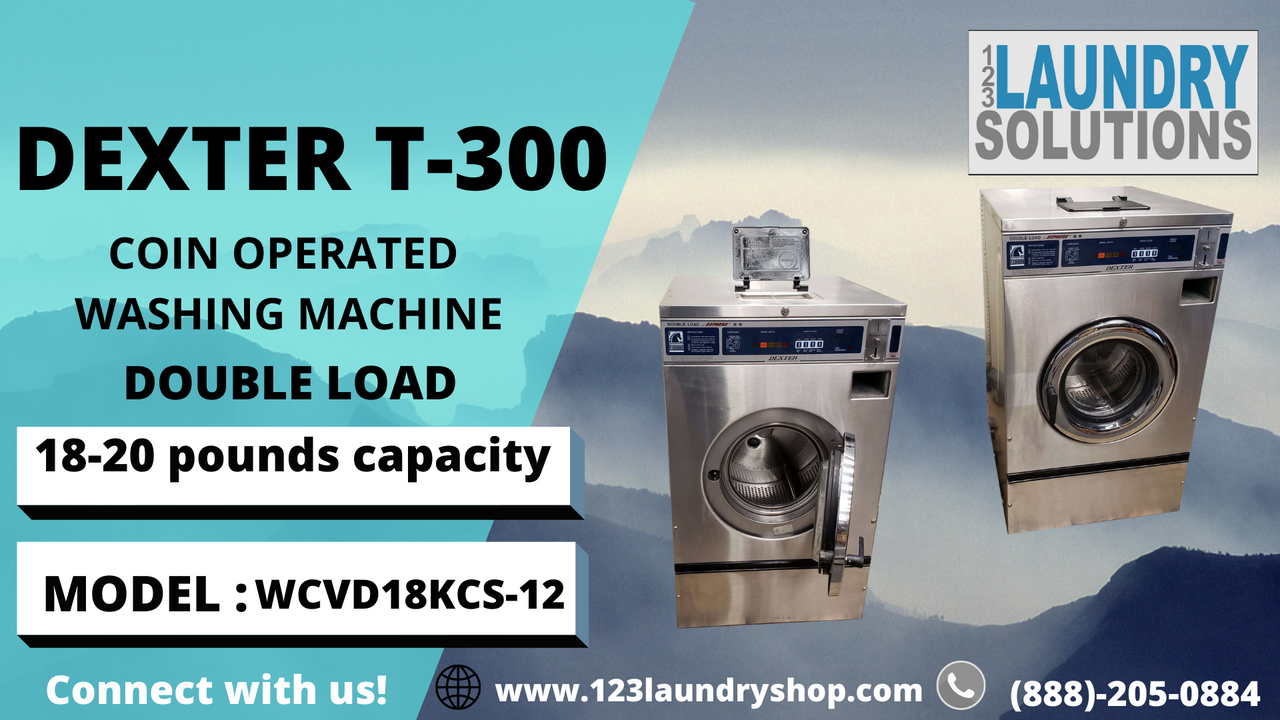 DEXTER T-300 COMMERCIAL FRONT LOAD WASHING MACHINE, 18 LBS CAPACITY MODEL:  WCN18AASS SERIAL NO: 20009000436382