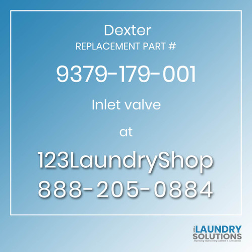 Dexter Replacement Part # 9379-179-001 Inlet valve
