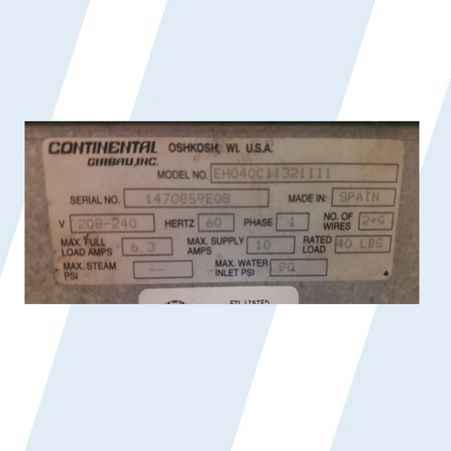 Continental Girbau Commercial Front Load Washer Coin Op , MODEL: EH040C11321111, Serial no: 1470859E08