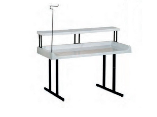 Fiberglass Folding Table TFD 305 with TFD 5' Shelf and TR-2F Hanging Hooks
