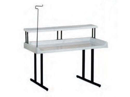 Fiberglass Folding Table TFD 306 with TFD 6' Shelf and TR-2F Hanging Hooks