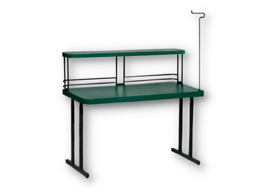 Fiberglass Laminate Table TFL 2472 with TFL 6' Shelf and TR-2L Hanging Hooks