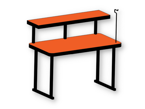 Fiberglass Laminate Table TFPR 2460 with TFL 5' Shelf and TR-2L Hanging Hooks