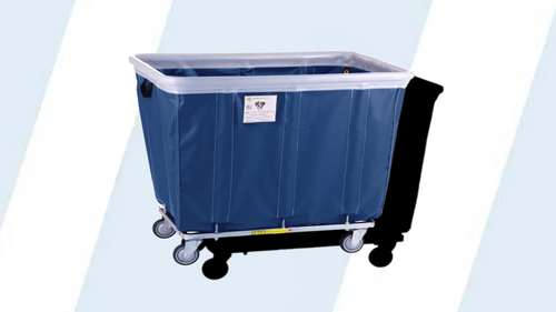 Protect your employees, customers and facility with this innovative new antimicrobial vinyl basket truck designed to combat microorganism growth. The antimicrobial top rim air cushion bumper provides 360 degree protection for walls, doors, and equipment.

Available in 6-20 bushel sizes

A vinyl basket truck with a complete soft air cushion bumper pays for itself in no time by reducing damage to walls and equipment
Antimicrobial 18 oz vinyl liner is flame retardant (NFPA-701) and is mold, mildew, UV and tear resistant
Ships fully assembled and ready to use
Nests for easy shipping and storage
Smooth finish for easy cleaning
Fully sewn to framework (not just riveted) provides longer life
Powder coated gray steel tubular base and frame - the only truck made with all-welded, square, heavy gauge steel tubular base
Comes standard with our patented 5" Clean Wheel System™ casters
Upgrade to 6" casters at an additional cost. Semi and fully pneumatic available by calling.
Bumper is not flame retardant

Dimensions: 43"L x 31.75"W x 39.5"H - Height is based on 5" Casters

Product Weight: 62 lbs

Recommended Weight Capacity: 525 lbs

Total Caster Rating: 800 lbs

VINYL TRUCK COLOR OPTIONS
RED, NAVY, GRAY, YELLOW