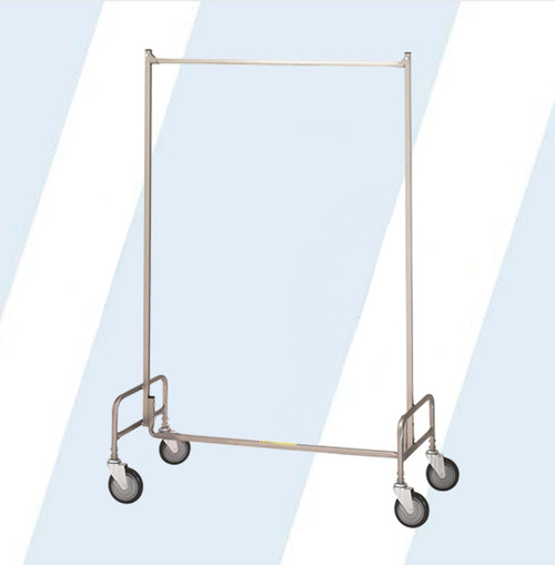 R&B's commercial grade garment racks are designed to maximize storage capacity and prevent clothes from wrinkling. R&B has a complete line of high quality garment racks including single, double and Z-Racks to meet all of your clothing storage needs.

This 36" single pole garment rack is constructed from strong 7/8" tubing and is plated in a bright and sturdy chrome finish

Equipped with our patented 5" Clean Wheel System™ casters with non-marking polyurethane tires

Ships knocked down for easy shipping and assembly

A complete flame retardant nylon cover and frame is available for this garment rack by ordering our item 743

You may also add a chrome plated wire bottom shelf to this unit by adding item 781

Weight capacity 65 lbs

Dimensions: 36"L x 18"W x 65.5"H
Product Weight: 19 lbs