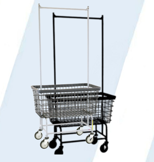 The industry leading wire laundry carts are now offered in our Dura-Seven™ anti-rust coating, perfect for environments where humidity and/or salt air are prevalent.

Basket, base and rack are coated in our new Dura-Seven™ anti-rust coating for the strongest rust resistance available. We GUARANTEE no rust for at least seven years!
Casters feature our patented 5" Clean Wheel System™ with non-marking polyurethane tires. Ultra plated for 10x the rust resistance as standard zinc coating
Comes standard with all stainless steel hardware
Bases are built with fully welded 7/8" heavy steel tubing and are guaranteed for life against breakage
Bearing raceway guards shield top caster bearings from dirt and chemicals
Non-marking bumpers help protect equipment and walls from damage

Dimensions: 36.5"L x 23"W x 16"D x 77.5"H
Product Weight: 47 lbs
Bushel Capacity: 6.00