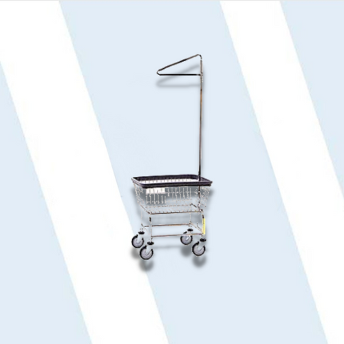 Standard Laundry Cart w/ Single Pole Rack, All Chrome