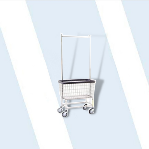 Large Capacity Laundry Cart w/ Double Pole Rack, All Chrome