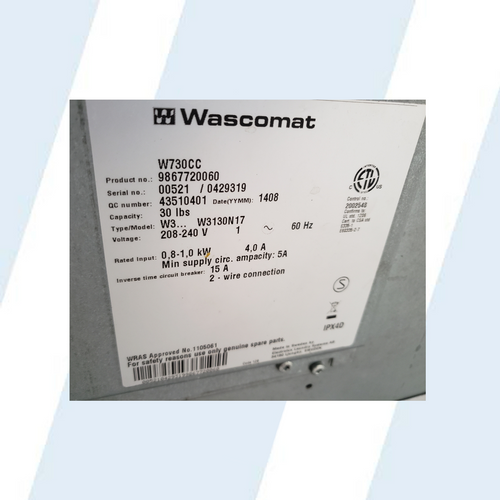 Wascomat W730CC, 30lbs, Washer, S/N: 00521/0429319 [REF]