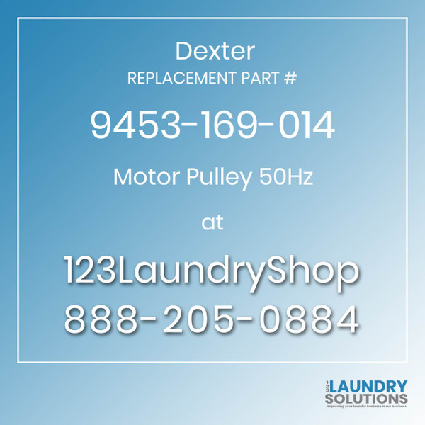 Dexter Replacement Part #9453-169-014 Motor Pulley 50Hz