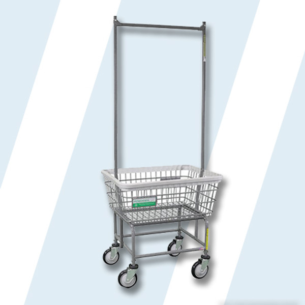 R&B Wire #100E58/ANTI ANTIMICROBIAL LAUNDRY CART W/ DOUBLE POLE RACK