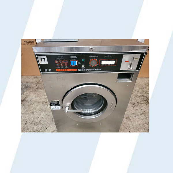 SPEED QUEEN COIN OPERATED COMMERCIAL FRONT LOAD WASHING MACHINE, MODEL: SC20MDYU60001, SERIAL NO: 3120349764 