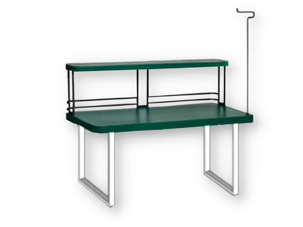 Fiberglass Laminate Table TFL DS 2448 with TFL 4' Shelf and TR-2L Hanging Hooks