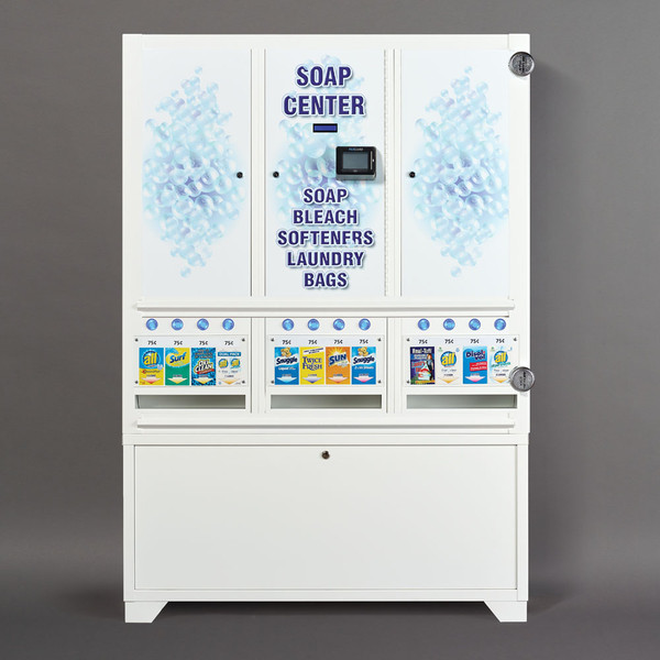 Debit Soap and bag VendMaster 360n with Security Guards and Pedestal Base