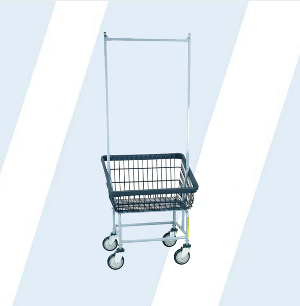 DURA-SEVEN™ FRONT LOAD WIRE LAUNDRY CART W/ DOUBLE POLE RACK [r&b id: 100T58/D7]
