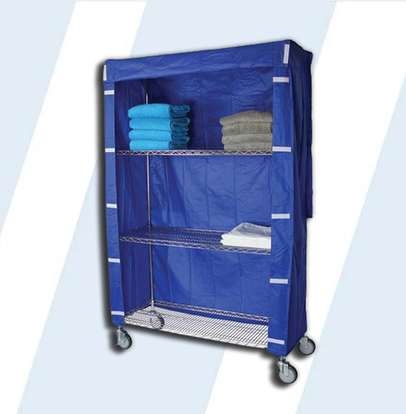 This nylon, flame retardant cover provides maximum protection and accessibility for your fresh linen.

Covers are constructed from rugged 200 denier urethane coated nylon
Flame retardant and washable
Closes with Velcro on both sides
Linen Cart not included

Dimensions: 48""L  x 18""W x 72""H

Product Weight: 3 lbs

Nylon Colors
navy, blue,bright yellow,gray green, white,light blue,light yellow,light mauve