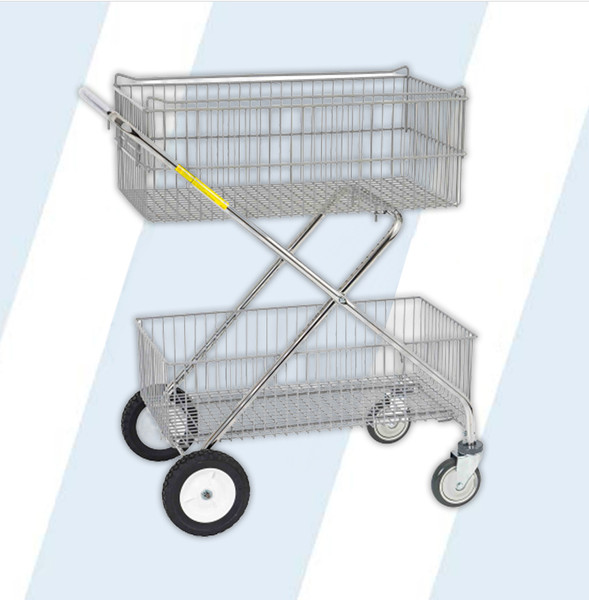 R&B's all purpose utility carts are designed for an array of different applications, ranging from the pickup of supplies, to distribution of mail and disposables. These carts are built to last for years of trouble free service.

A must for transportation in nursing homes, offices, hospitals, mail rooms, etc.
Top basket has built-in hanging file frame that holds standard legal size hanging folders
Roomy bottom basket holds bulky packages or not-yet filed paperwork
Cart built with chrome plated 7/8" round tubing, with gray vinyl dipped baskets
Easy rolling 8" wheels on back, 5" swivel casters on front

Weight capacity 40 lbs

Overall Dimensions: 29.5" L x16" W x 37" H

Top Basket: (29.5" L x 16" W x 10" H)

Bottom Basket: (29.5" L x 16" W x 8" H)

Casters: 8" wheels on back, 5" swivel casters on front

Product Weight: 26 lbs