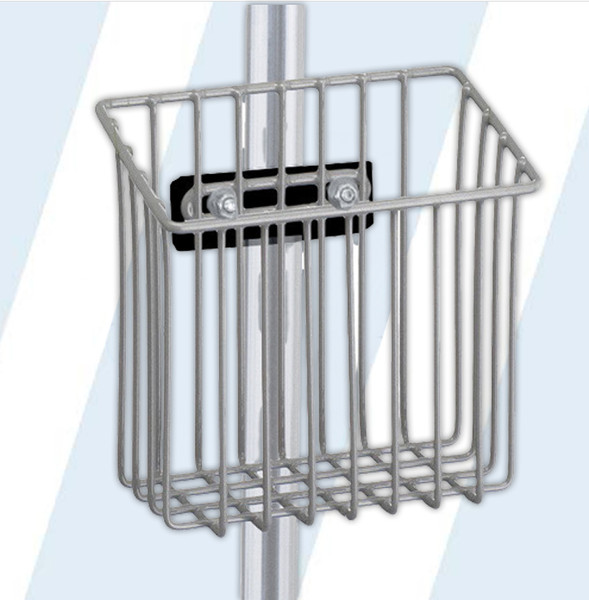 This blood pressure cuff basket will provide a convenient storage method on an IV pole. This product is adjustable to fit any IV pole stand.

Constructed from sturdy wire with a durable gray vinyl dipped coating that provides additional protection for basket contents
Mounting hardware for the IV pole is included
IV stand not included

Dimensions: 7"L x 3"W x 7"H
Product weight: 1 lbs
