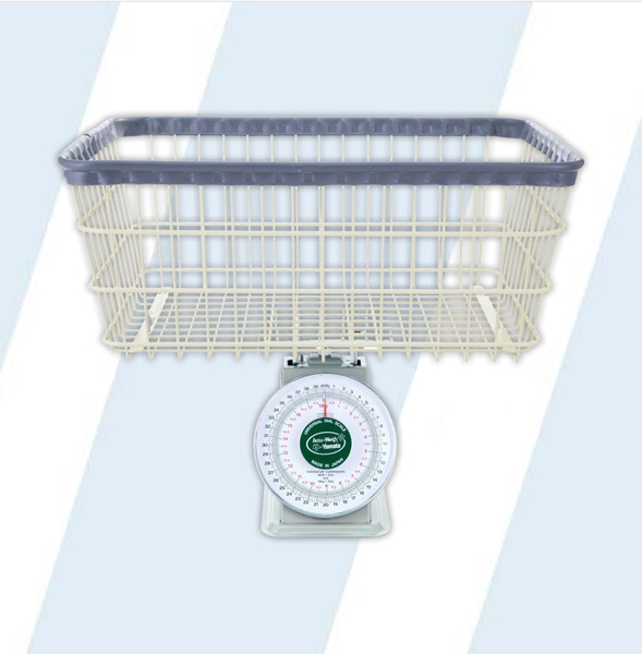 This economy laundry scale serves a wide range of manual weighing applications. The scale does not require power to run; making this scale an economical choice.

A basic mechanical 40 lb capacity dial scale
Not legal for trade
Comes with a heavy-duty almond vinyl dipped wire basket

Dimensions: 26.75""L x 20""W x 11""H (Basket Only)
10.25""L x 10.75""W x 10""H (Scale Only)
Product Weight: 19 lbs


WIRE BASKET COLOR
almond