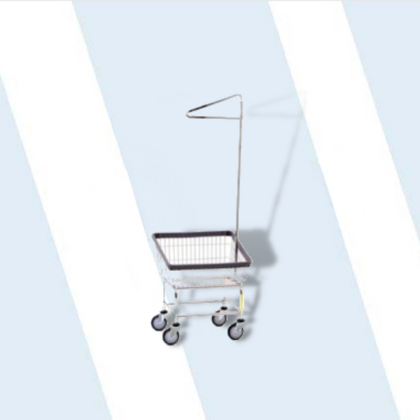 Front Load Laundry Cart w/Single Pole Rack, All Chrome