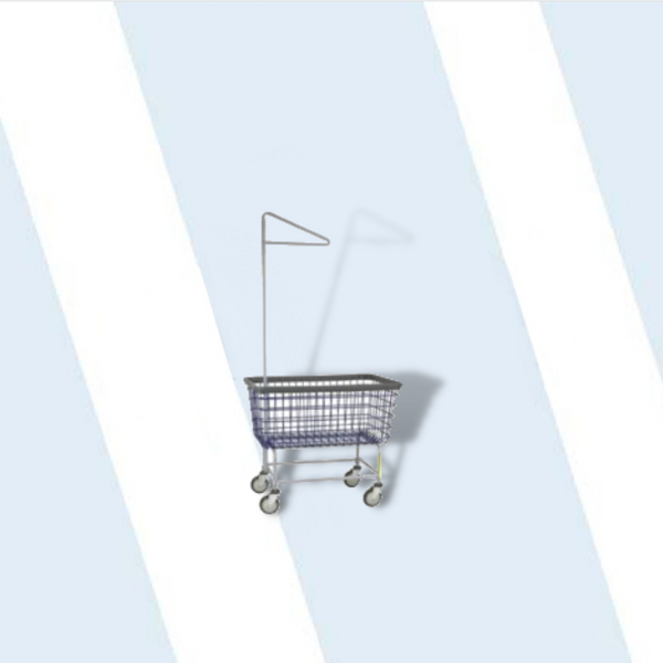 Mega Capacity "Big Dog" Laundry Cart w/ Single Pole Rack, Gray Base/Rack, Blue Basket