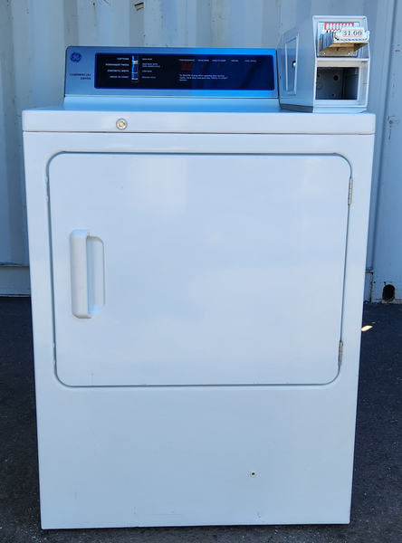 Refurbished GENERAL ELECTRIC COIN OPERATED FRONT LOAD GAS DRYER MODEL DCCD330GG0WC SERIAL NO TM787379A | 123LaundrySolutions