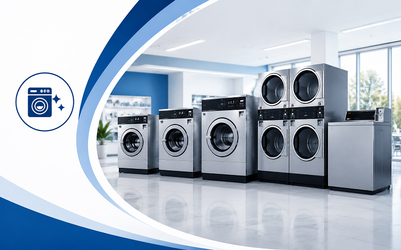 Brand new commercial laundry equipment for laundromats and commercial laundry rooms