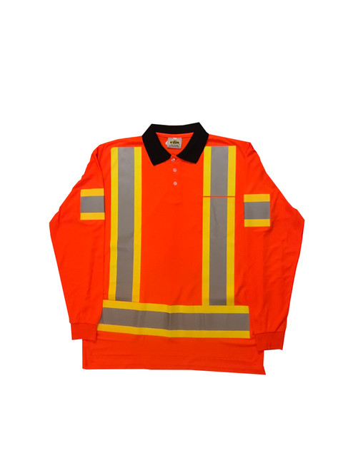 Hi Vis Mesh Long Sleeve Polo Front