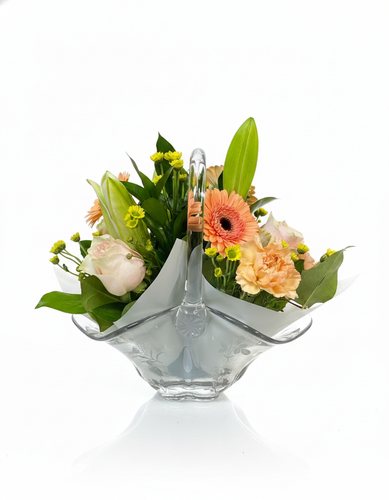 Duncan & Miller Glass Basket ~ Pretty in Peach