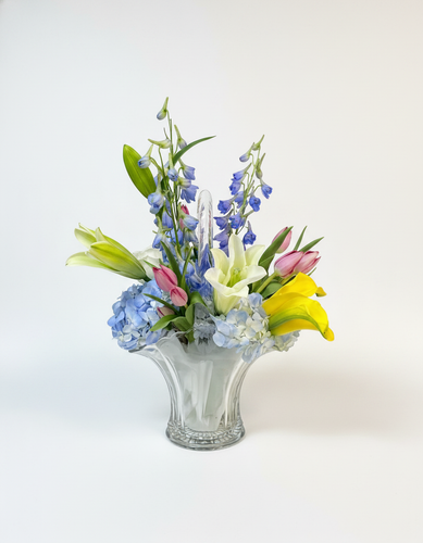 Duncan & Miller Glass Basket ~ Blue Skies & Sunshine